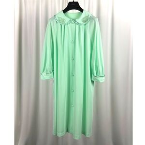 Vintage Daisyfresh Mint Green Housecoat | 70s 80s Button Robe
